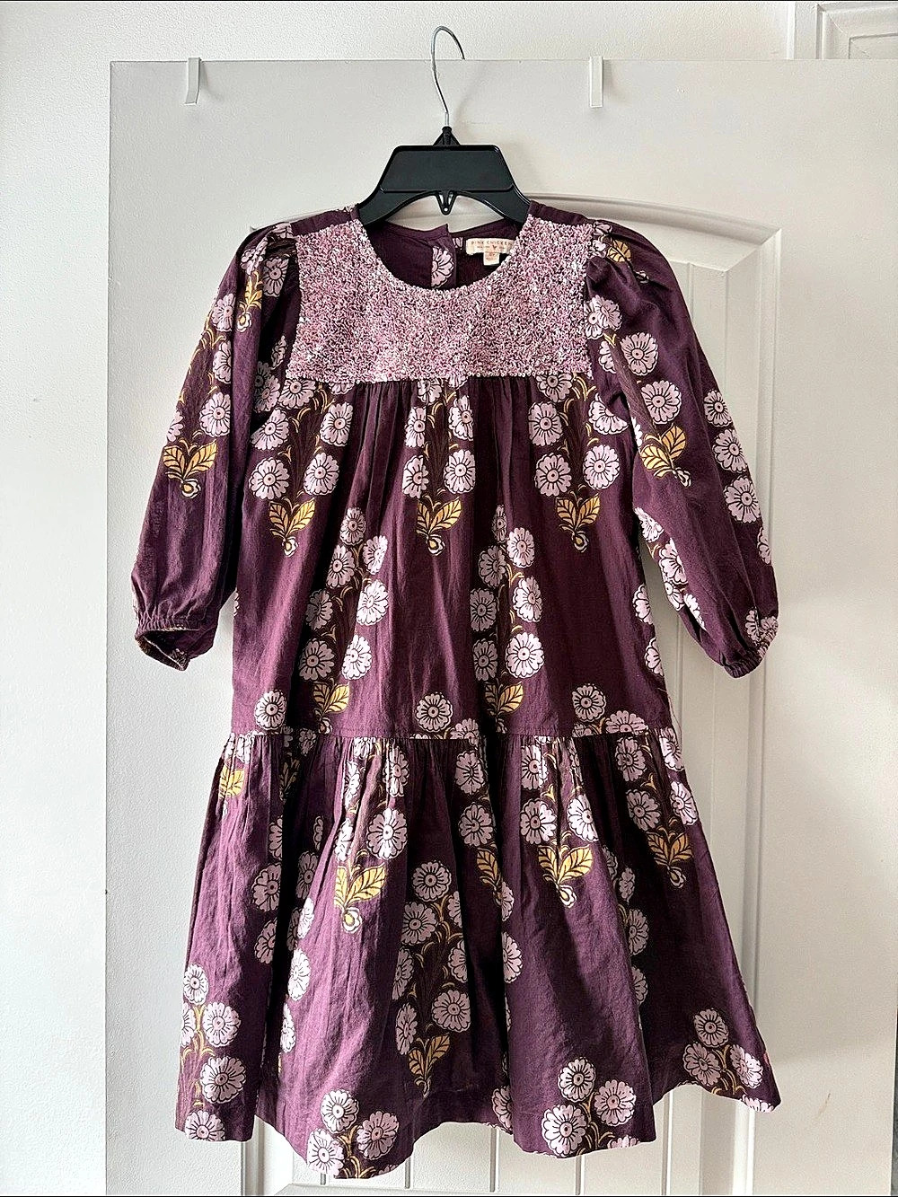 Pink Chicken Girls Courtney Dress - Lavender Stem Floral Girls 10Y